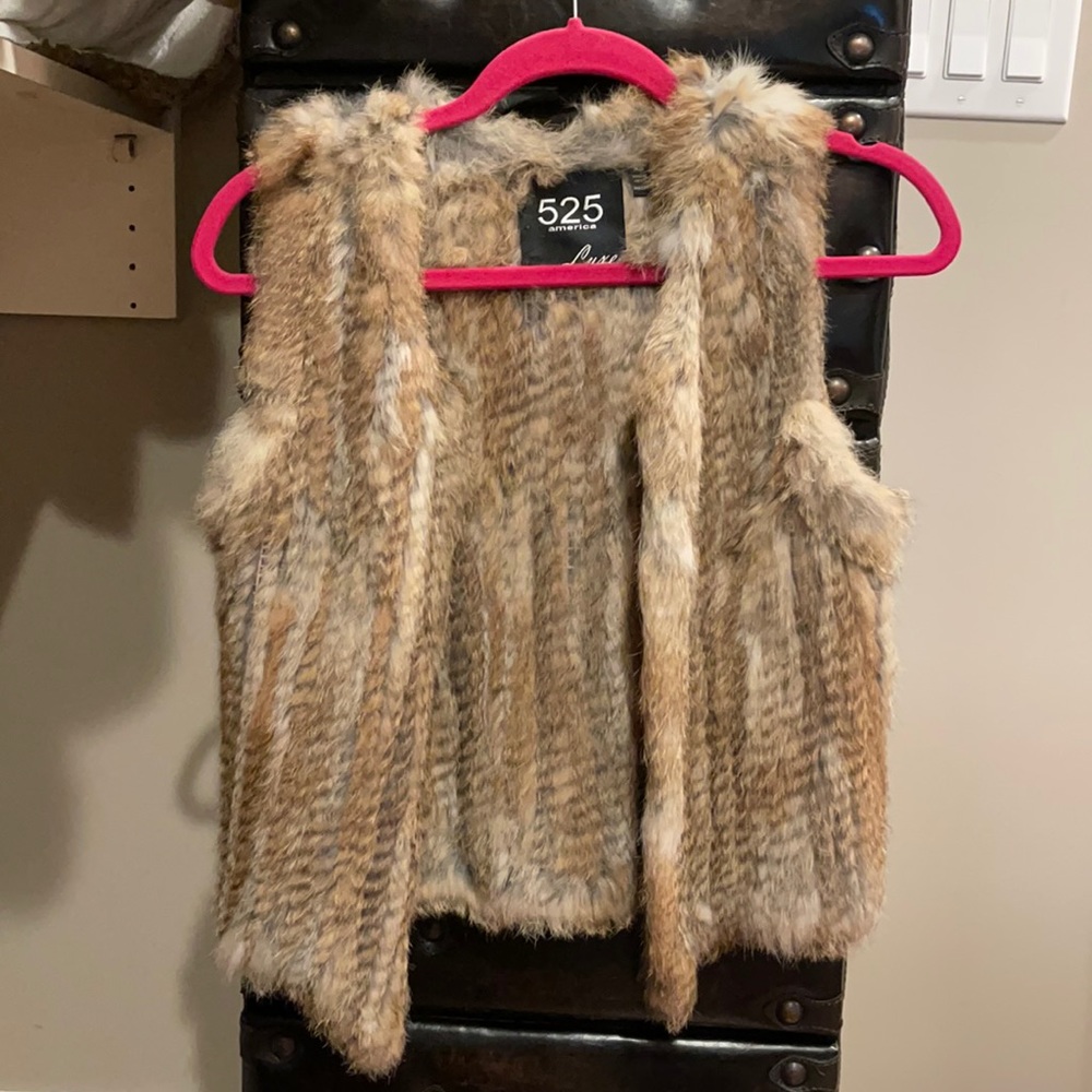 Brown authentic rabbit fur vest xs